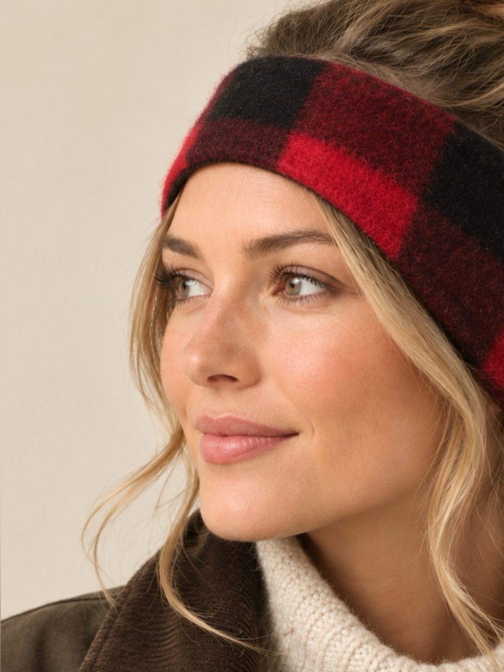 Patrick King Woolen Company Plaid Wool Headband Scottish Rob Roy Red Black NWT